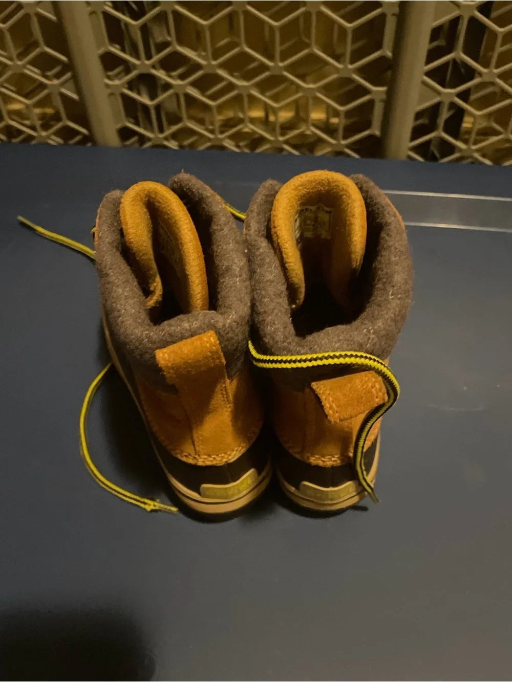 Sorel Kids Brown and Tan Waterproof Winter Boots with Yellow-Trim Laces